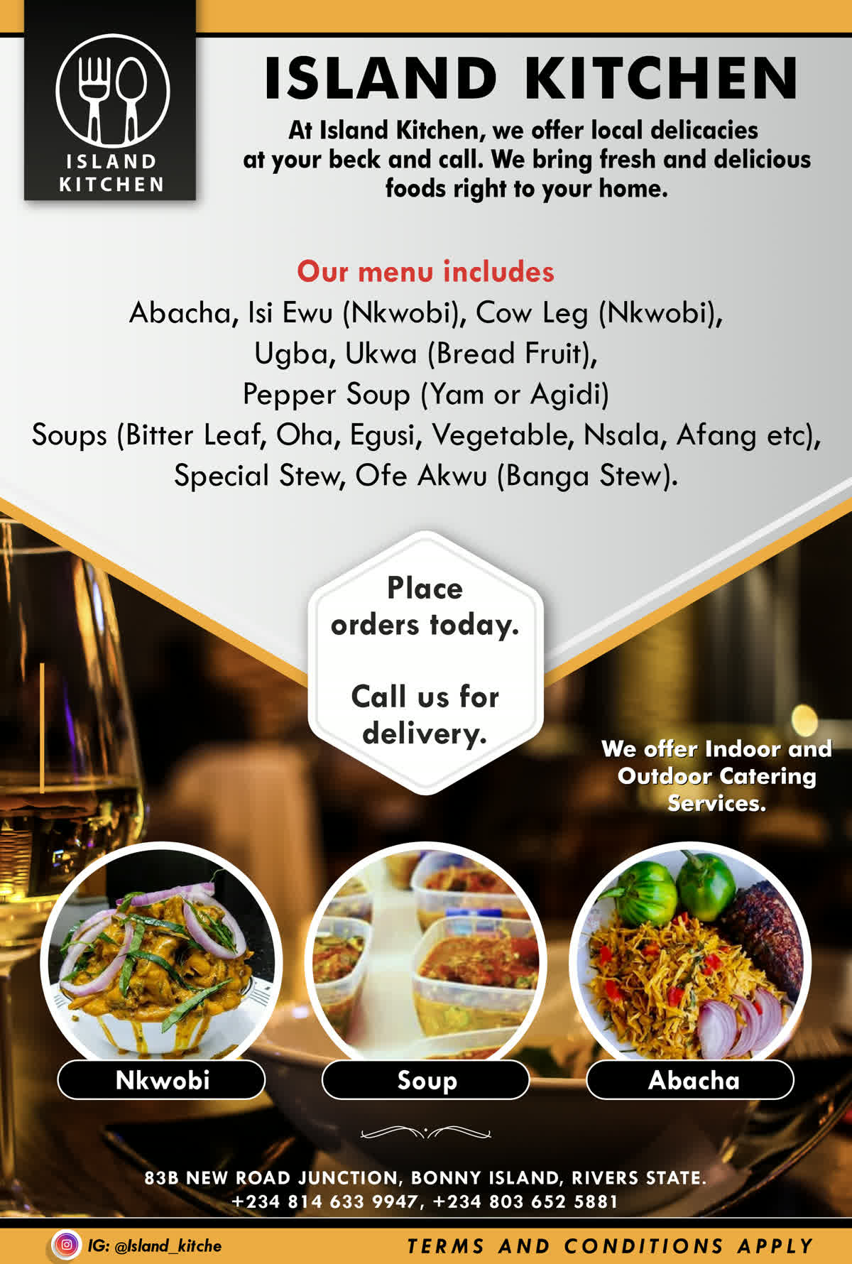 Island Kitchen — menu flyer